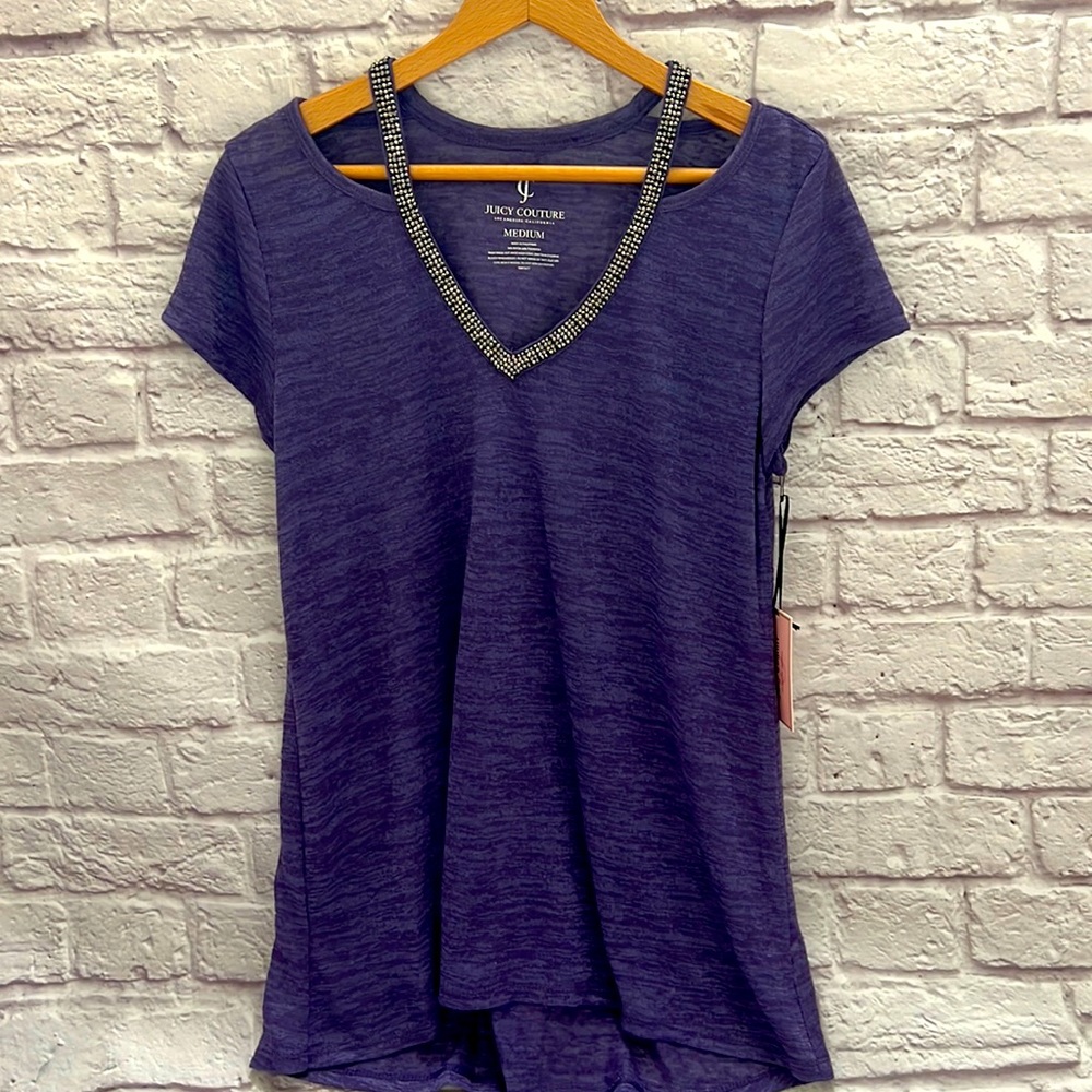 Juicy couture purple V neck jeweled top